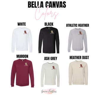 SL Stars Softball Bella Canvas color swatches in white, black, athletic heather, maroon, ash grey, and heather dust