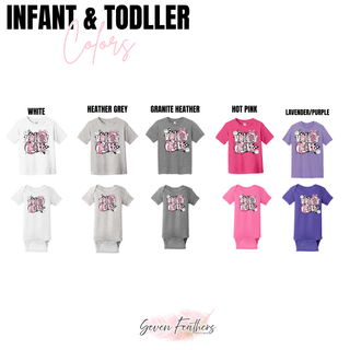 Slay the Court Volleyball infant tee and onesie in white, heather grey, granite heather, hot pink, and lavender purple
