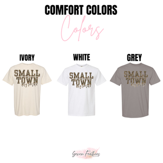 Small Town Big Pride Camo Comfort Colors color chart Ivory White Grey