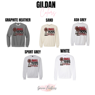 Small Town Christmas design on Gildan Graphite Heather, Sand, Ash Grey, Sport Grey, and White