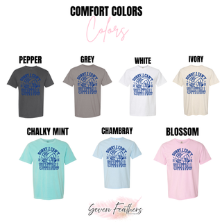 Comfort Colors tee Sorry I Can't Volleyball Season in pepper, grey, white, ivory, chalky mint, chambray, blossom