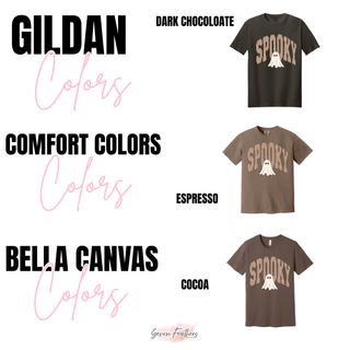 Spooky gingham ghost design Gildan Bella Canvas and Comfort Colors color options