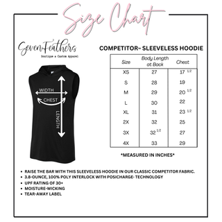 Adult Sport Tek Competitor Sleeveless Hoodie size chart