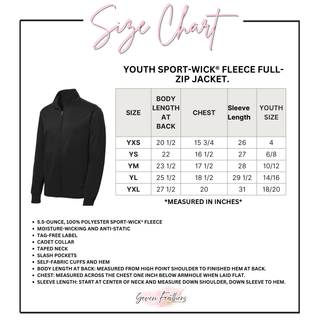 Youth Sport-Wick Fleece Full-Zip Jacket size chart
