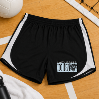 St. Marys Bears Bear Block Volleyball Cadence Performance Short St. Marys KS - black with white side panels flat lay on court floor
