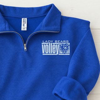 St. Marys Bears Bear Block Volleyball Quarter Zip Pullover St. Marys KS - royal blue Jerzees fleece quarter zip close up
