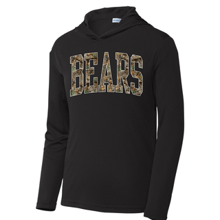 St. Marys Bears Camo Block PosiCharge Competitor Hoodie black with camo filled arch Bears lettering on chest
