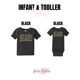 St. Marys Bears Camo Block Top infant onesie and toddler tee in black with camo Bears lettering
