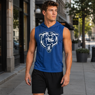 St Marys Bears Classic Mascot Competitor Sleeveless Hoodie True Royal on Model St Marys Kansas