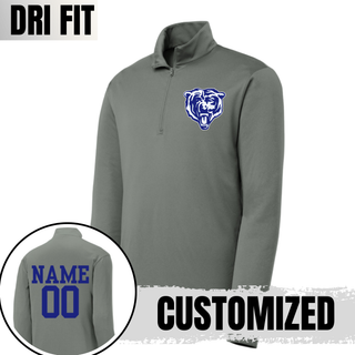 St Marys Bears Classic Mascot Dri-Fit Quarter Zip grey concrete with custom name and number on back
