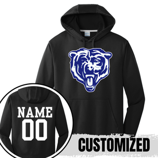 St Marys Bears Classic Mascot Performance Hoodie Black with Custom Name Number Back St Marys Kansas