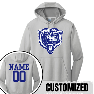 St Marys Bears Classic Mascot Performance Hoodie Silver with Custom Name Number Back St Marys Kansas