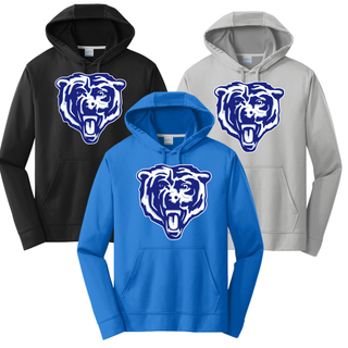St Marys Bears Classic Mascot Performance Hoodie Black Silver True Blue St Marys Kansas