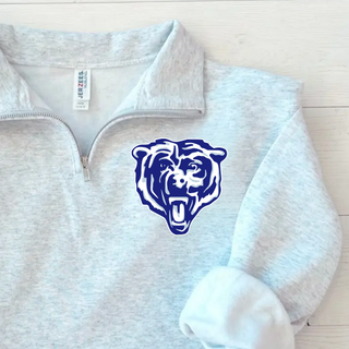 St Marys Bears Classic Mascot Quarter Zip Pullover Ash Grey Left Chest Bear Head St Marys Kansas
