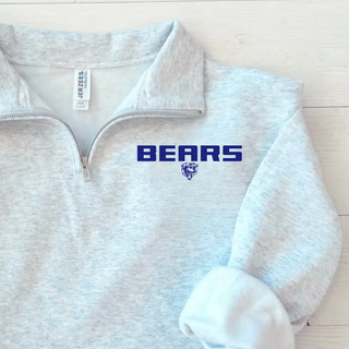 St. Marys Bears Classic Mascot Quarter Zip Pullover St. Marys Kansas - ash grey lifestyle close up
