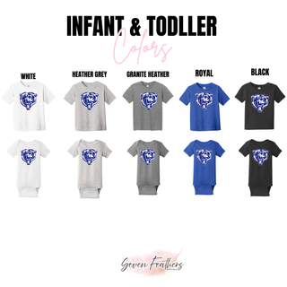 St. Marys Bears Classic Mascot Shirt infant toddler colors - white heather grey granite heather royal black
