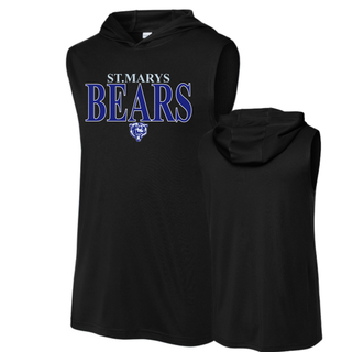St Marys Bears Clean Collegiate Mascot Competitor Sleeveless Hoodie Black Front Back St Marys Kansas