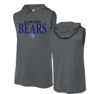 St Marys Bears Clean Collegiate Mascot Competitor Sleeveless Hoodie Graphite Front Back St Marys Kansas