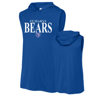 St Marys Bears Clean Collegiate Mascot Competitor Sleeveless Hoodie True Royal Front Back St Marys Kansas