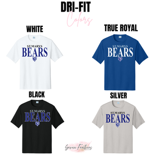 St Marys Bears Clean Collegiate Mascot Dri-Fit Performance Top Colors White True Royal Black Silver St Marys Kansas