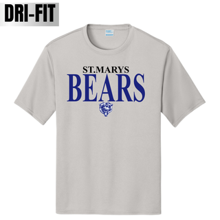 St Marys Bears Clean Collegiate Mascot Dri-Fit Performance Top Silver Grey St Marys Kansas