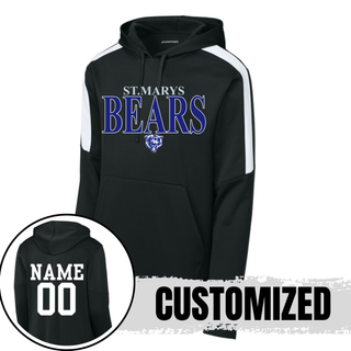 St Marys Bears Clean Collegiate Mascot Fan Favorite Hoodie Black White with Custom Name Number Back St Marys Kansas