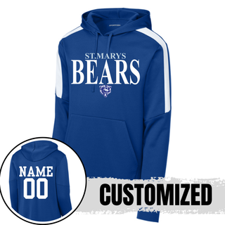 St Marys Bears Clean Collegiate Mascot Fan Favorite Hoodie True Royal White with Custom Name Number Back St Marys Kansas