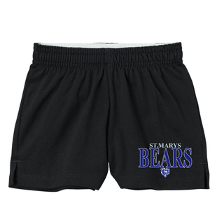 St Marys Bears Clean Collegiate Mascot Jersey Knit Squad Short Black Flat Lay St Marys Kansas