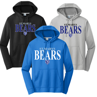 St Marys Bears Clean Collegiate Mascot Performance Hoodie Black Silver True Royal St Marys Kansas