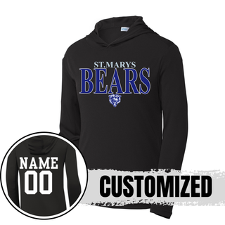 St Marys Bears Clean Collegiate Mascot PosiCharge Hoodie Black with Custom Name Number Back St Marys Kansas