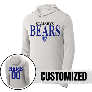 St Marys Bears Clean Collegiate Mascot PosiCharge Hoodie Silver with Custom Name Number Back St Marys Kansas