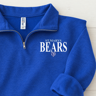 St Marys Bears Clean Collegiate Mascot Quarter Zip Pullover Royal Close Up St Marys Kansas