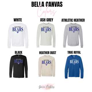 St Marys Bears Clean Collegiate Mascot Top Bella Canvas Colors White Ash Grey Athletic Heather Black Heather Dust True Royal St Marys Kansas