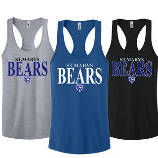 St Marys Bears Clean Collegiate Mascot Womens Racerback Tank Heather Grey Royal Black St Marys Kansas