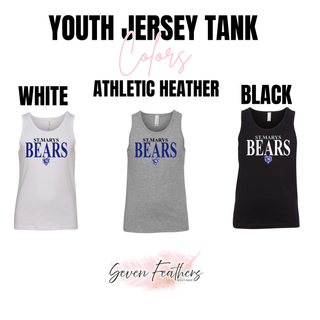 St Marys Bears Clean Collegiate Mascot Youth Jersey Tank Colors White Athletic Heather Black St Marys Kansas