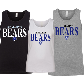 St Marys Bears Clean Collegiate Mascot Youth Jersey Tank Black White Athletic Heather St Marys Kansas