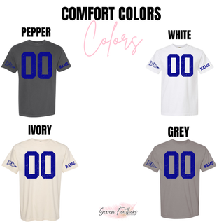 St. Marys Bears Custom Number Jersey Top Comfort Colors color options: Pepper, White, Ivory, Grey