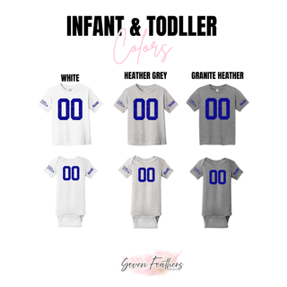 St. Marys Bears Custom Number Jersey Top infant and toddler color options: White, Heather Grey, Granite Heather
