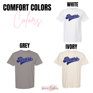 St. Marys Bears Distressed Vintage Script Shirt comfort colors - white grey ivory
