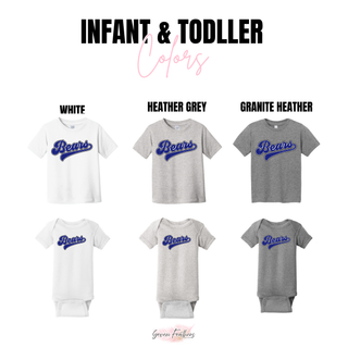 St. Marys Bears Distressed Vintage Script Shirt infant toddler colors - white heather grey granite heather
