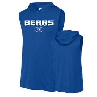 St Marys Bears Football Bear Head Logo Competitor Sleeveless Hoodie Royal Blue Front Back St Marys Kansas