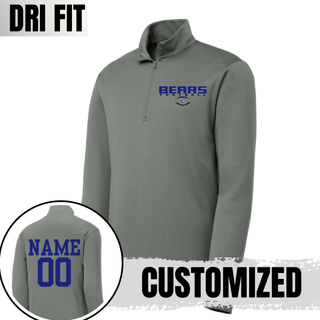 St Marys Bears Football Bear Head Logo Dri Fit Quarter Zip Grey Steel Customized St Marys Kansas