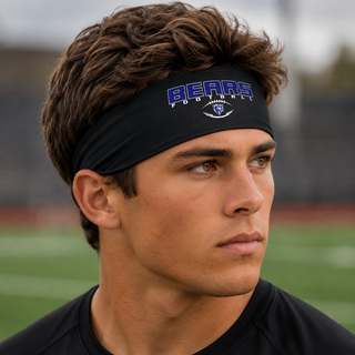St Marys Bears Football Bear Head Logo PosiCharge Headband Black on Man St Marys Kansa