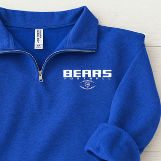 St Marys Bears Football Bear Head Logo Quarter Zip Pullover Royal Blue Closeup St Marys Kansas