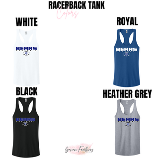 St Marys Bears Football Bear Head Logo Racerback Tank Colors White Royal Black Heather Grey St Marys Kansas