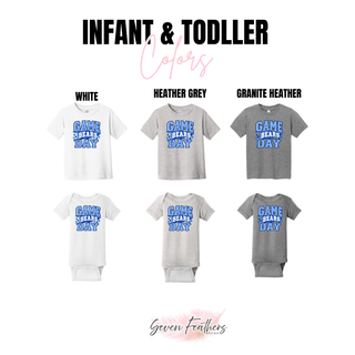 St. Marys Bears Game Day Pennant Top infant and toddler color options: White, Heather Grey, and Granite Heather