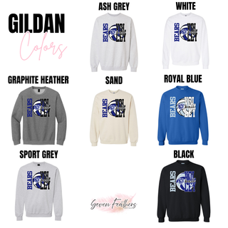 St. Marys Bears Game Set Volleyball crewneck sweatshirt color options ash grey, white, graphite heather, sand, royal blue, sport grey, and black
