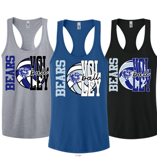 St. Marys Bears Game Set Volleyball Women's Racerback Tank color options heather grey, royal, and black
