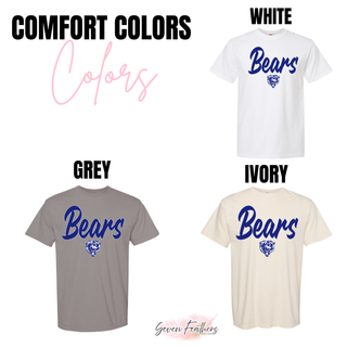 St. Marys Bears Lineup Script Top Comfort Colors tee in white, grey, and ivory
