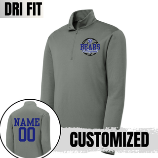 St. Marys Bears Rally Volleyball Dri-Fit Quarter Zip grey concrete with royal blue name and number on back
